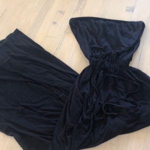 Long strapless black summer dress
